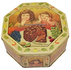 Vintage achteckigen Blechdose. Mommy’s Rich Fruity Cake