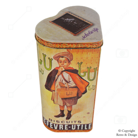 Ensemble de Boîtes à Biscuits Vintage en Forme de Cœur LU avec Plateau en Forme de Trèfle – PiM's, Scholiertje, Bastogne & Rendez-vous