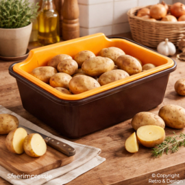 Contenedor Vintage Curver para Patatas – Marrón y Amarillo – Años 70