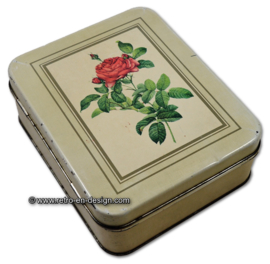 Vintage caja de estaño con imagen de una rosa