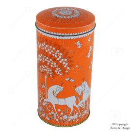 Vintage Verkade Biscuit Tin: Orange Tin with Retro Decor from the 1950s-'70s