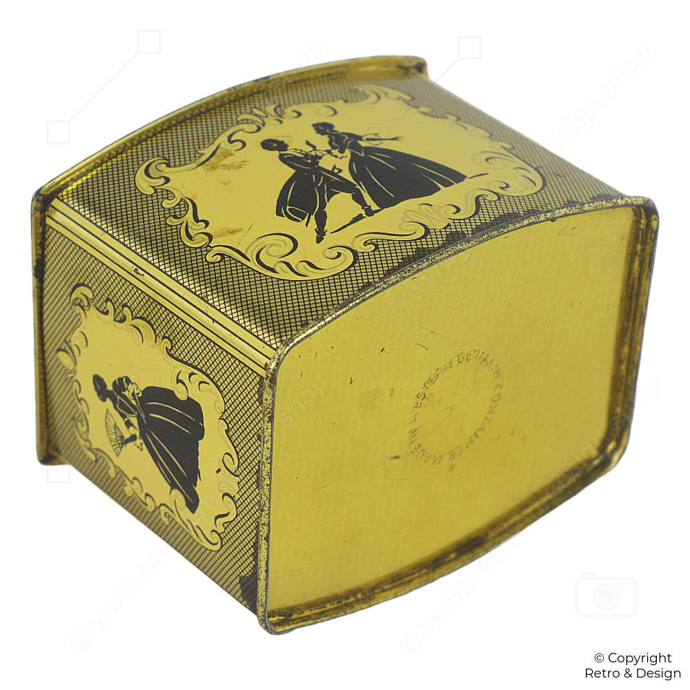 Boîte à cacao vintage romantique – Côte d'Or avec scènes du XVIIIe siècle