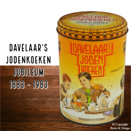 "Vintage blik Davelaar's Jodenkoeken 1883-1983 - Een Historisch Jubileum"