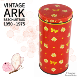 Boîte à Biscuits Rouge Vintage ARK : Beauté Nostalgique avec Fleurs et Papillons