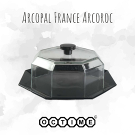 Assiette à gâteau avec dôme en verre, Octime Black by ARCOROC