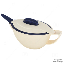 Tupperware Iso Duo Sauce boat or Gravy Bowl with Spoon – Dark Blue and Ivory White