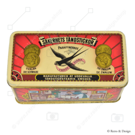 Lata antigua para cerillas de la marca Zwaluw "Säkerhets Tändstickor" desde 1895