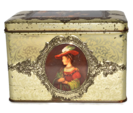 Vintage tin with images of old master paintings