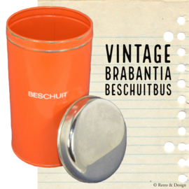 Vintage oranje beschuitbus van Brabantia