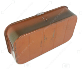 Vintage Brabantia shoe shine box, polish box in "Shadow brown": two shades of brown