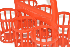 Curver vintage orange plastic bottle carrier, bottle holder, bottle rack for six 1 liter bottles