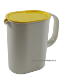 Vintage Tupperware Impressions jarra de agua con tapa amarilla, 1L.