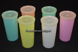 Vintage Tupperware Juego de Vasos con tapa 13 cm