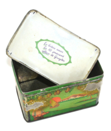 Boîte rectangulaire à cacao vintage avec couvercle à charnière, "Le cacao de De Gruyter", Groenmerk