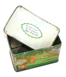 Rectangular vintage cocoa tin with hinged lid, "De Gruyter's cocoa", Groenmerk