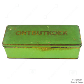 Green Vintage Tin Cookie Tin printed with Golden Letters for Breakfast Cake