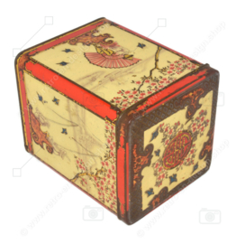 Rectangular tea tin with oriental scenes in relief for NIEMEYER