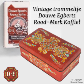 Lata de Café Vintage de Douwe Egberts en Estilo de Arte Popular Europeo (1967-1970)