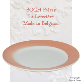 Enchanting Vintage: Boch La Louvière Speiseteller mit einem zarten rosa Rand