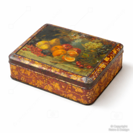Lata Vintage Decorativa con Frutas – Caja Holandesa de Galletas – ca. 1930–1945