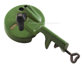Antique reseda green PéDé string bean grinder with screw clamp