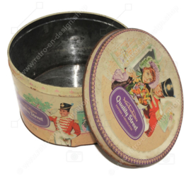 Large round 1960s vintage candy tin made by Mackintosh's for Quality Street toffees