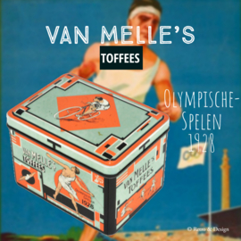 Lata vintage rectangular para toffees de Van Melle "Olympic Games 1928"