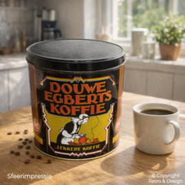 Large Round Douwe Egberts Coffee Tin – “...Lekkere Koffie”