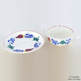 Tazón de sopa con plato: Vintage Boerenbont de Royal Sphinx Maastricht, pintado a mano