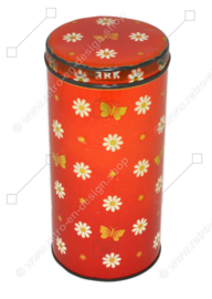 Rote Vintage Keksdose für ARK mit Blumen, Schmetterlingen und Sternen