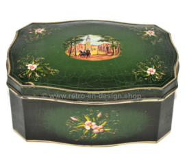 Green-coloured vintage tin by Douwe Egberts for Pickwick tea