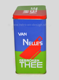 Van Nelle koffie en theeblik met bijpassende conische aardewerk beker