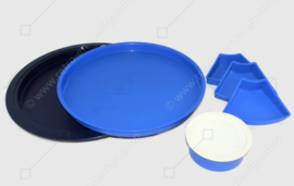 Centro de servicio de recolección Tupperware Preludio con seis compartimentos, azul / blanco