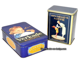 Caja de galletas Mmm Verkade y caja de Van Nelle Koffie