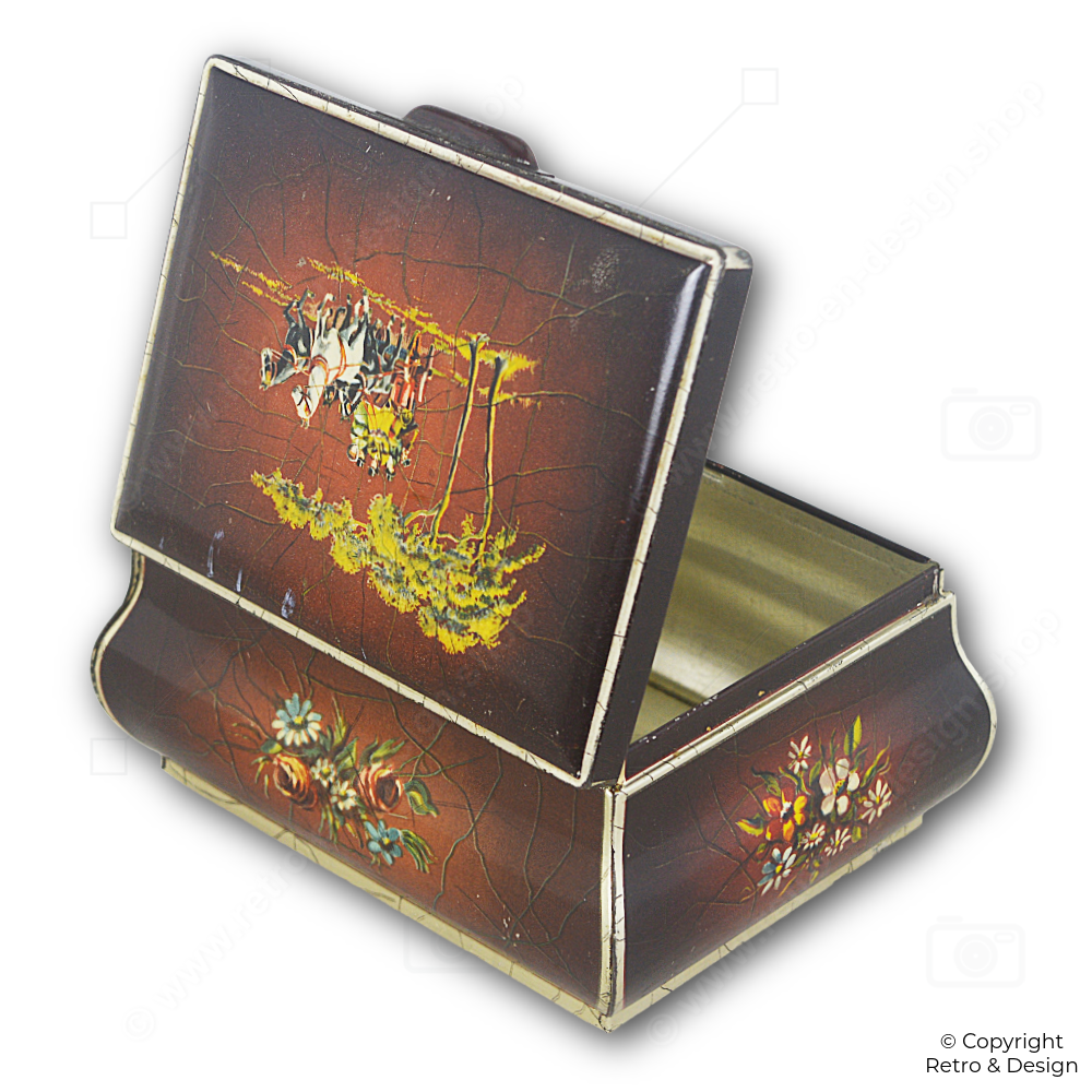 Caja Vintage Roja Douwe Egberts para Té Pickwick con Diseño de Carruaje