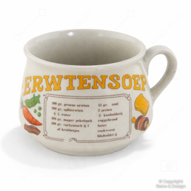 Juego de 4 Tazas Soperas Vintage Holandesas con Recetas – Cerámica Retro Años 70