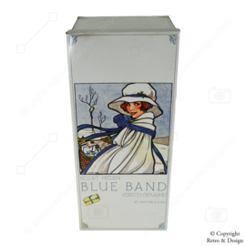 "Lata de Pastel de Miel Vintage Única de Blue Band con Ilustración de Rie Cramer"