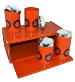 Orange bread bin and storage containers, design Patrice van Uden, brand Brabantia