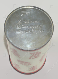 Vintage tin biscuit tin by 'De Gruyter' with red drawings and a red lid