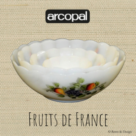 Set of four scalloped bowls, Arcopal Fruits de France