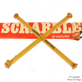 Vintage Houten Scrabble Draaitafel (1957): Een Tijdloos Functioneel Accessoire