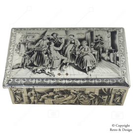Boîte à Cigares Vintage en Métal avec Motif en Relief des Maîtres Anciens