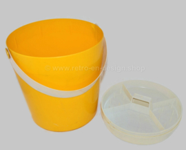 Vintage plastic FLAIR sewing box storage drum for sewing supplies
