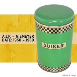 Discover the Enchanting Vintage: AJP - Niemeyer Sugar Storage Tin!
