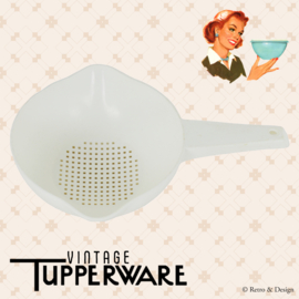 Vintage wit Tupperware vergiet of handzeef met steel