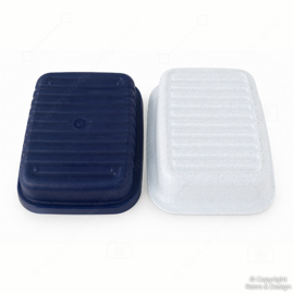 Vintage Tupperware Kornuit Käsebox / Cracker-Server – Dunkelblau mit Weiß Gesprenkeltem Muster