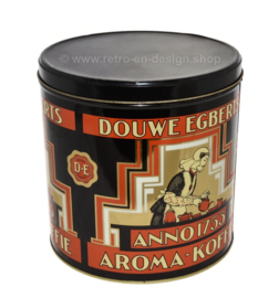 Round cylindrical stock tin for coffee , Douwe Egberts anno 1753 aroma coffee