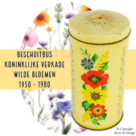 Verkades Historische Zwieback-Dose: Ein zeitloses Meisterwerk mit Wildblumen (1950-1980)