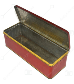 Rechteckige Keksdose aus rotem Vintage-Blech mit goldfarbenen Details für ONTBIJTKOEK