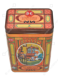 Retro coffee canister made by Douwe Egberts with nostalgic images
